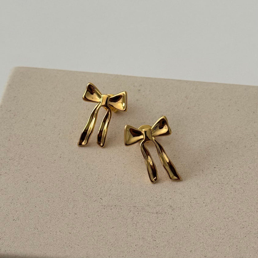 Yasmine Bow Studs- Gold