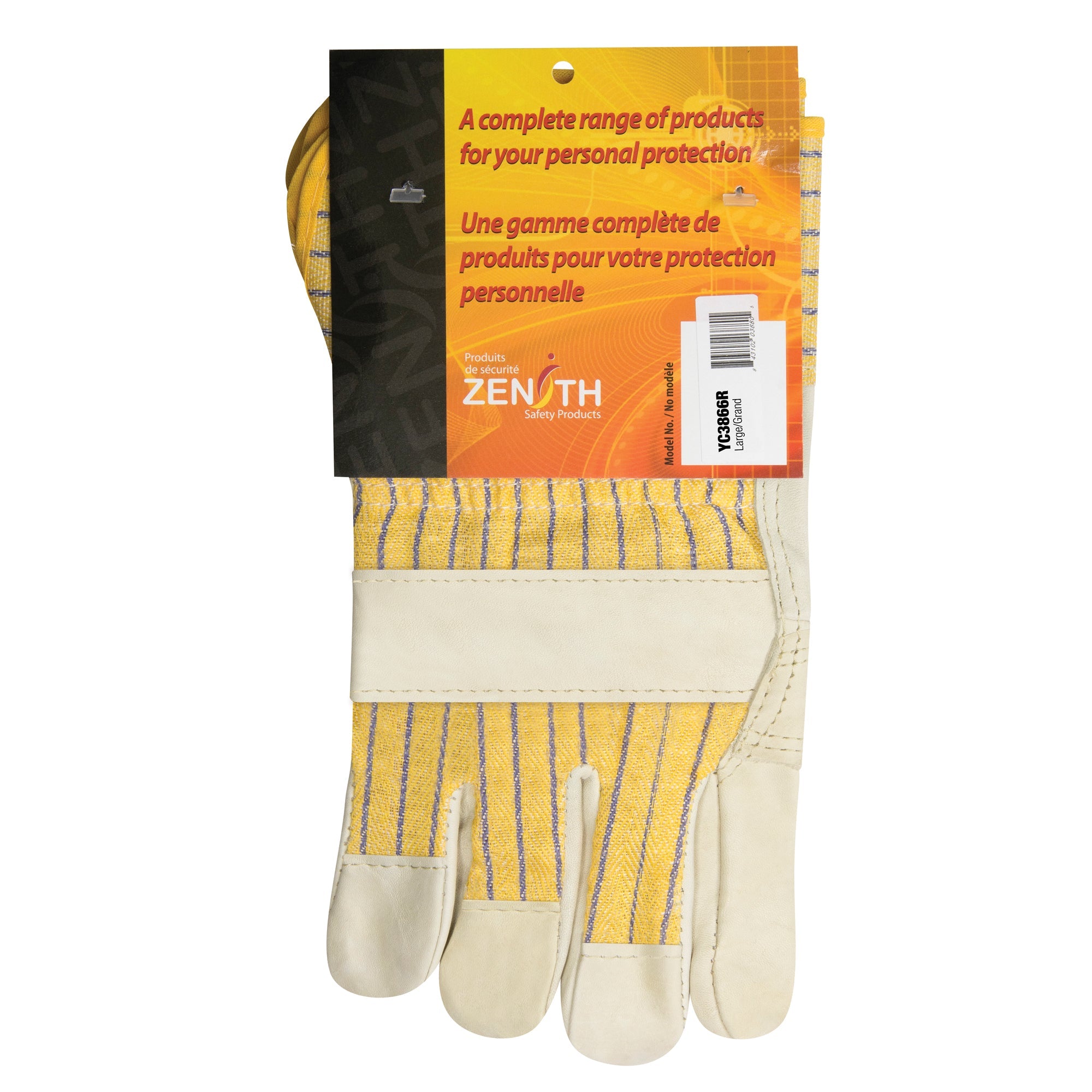 Gants de travail Fitters Patch, taille L, paume en cuir de vachette pleine fleur, doublure intérieure en coton.