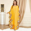 Yellow Bat Sleeve Plus Size Buba Abaya Middle East Women Dress