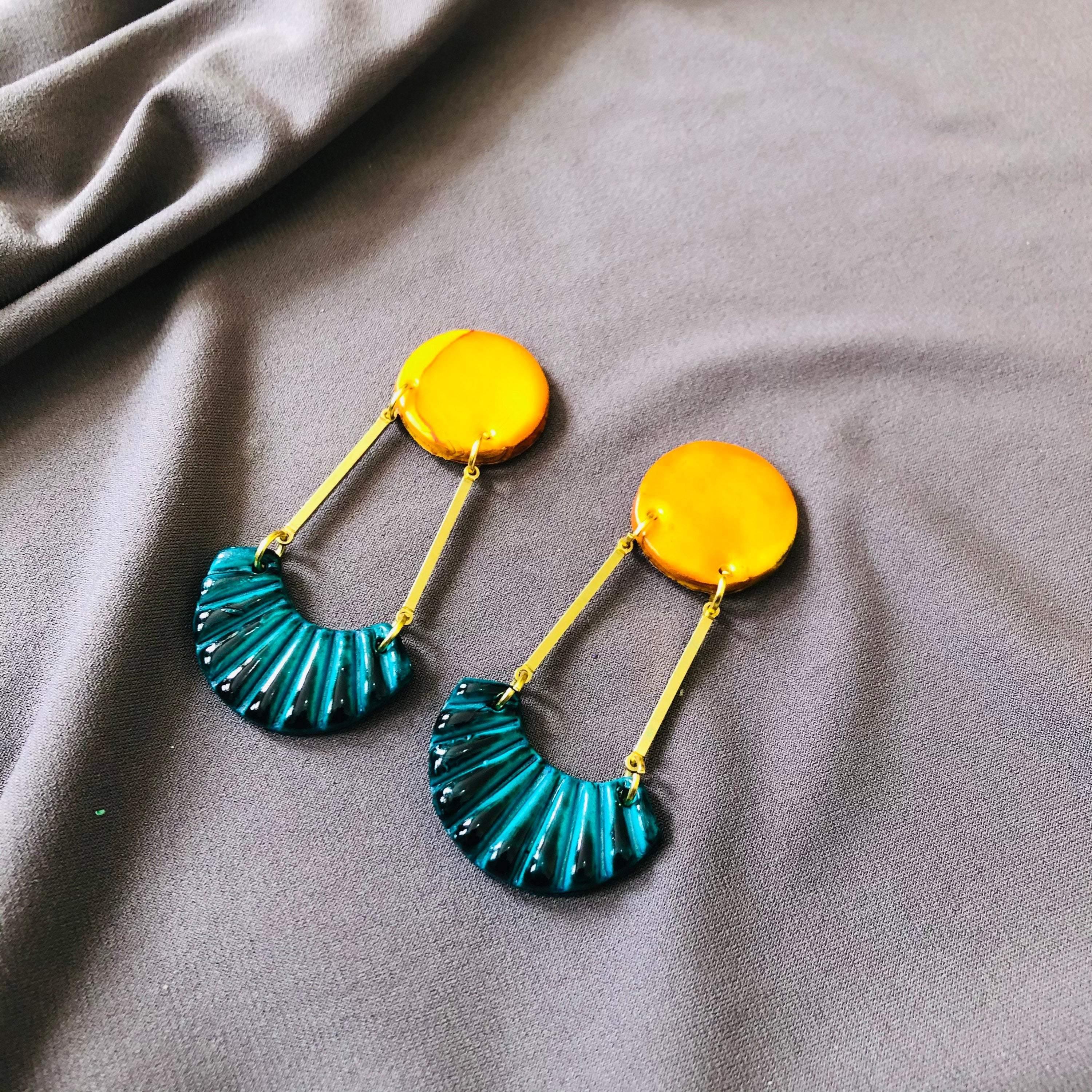 Long Art Deco Statement Earrings, Post or Clip On – 