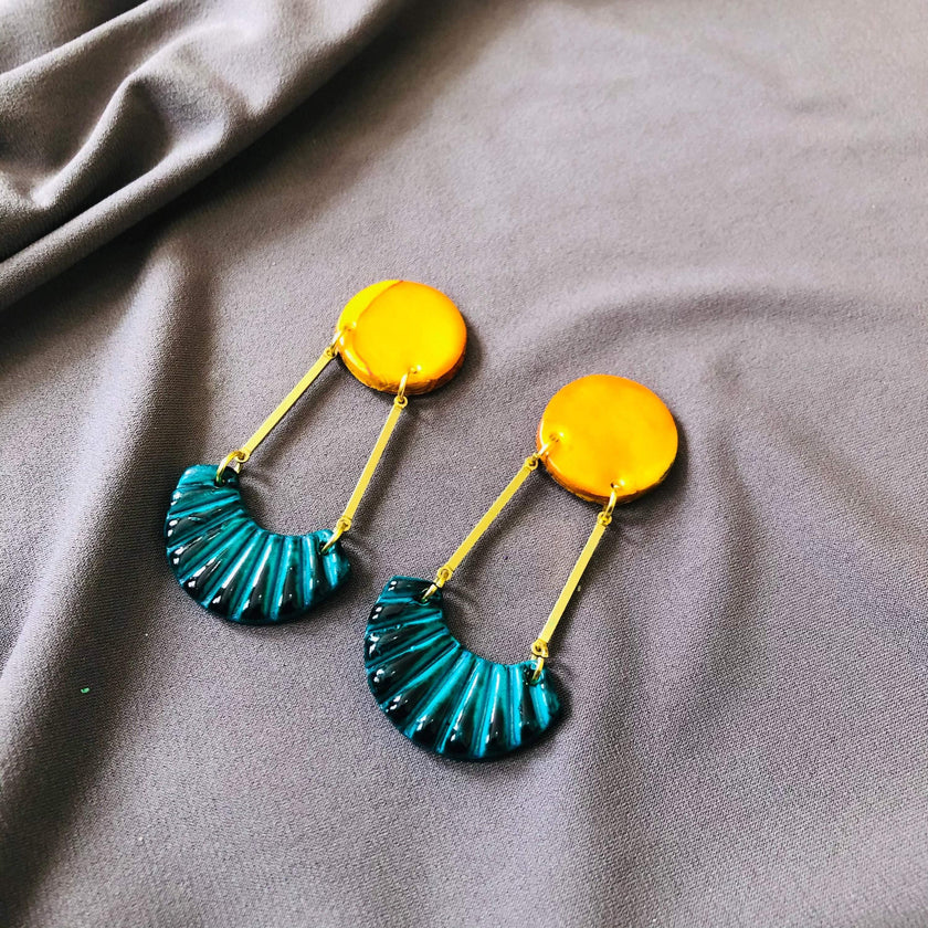 Long Art Deco Statement Earrings, Post or Clip On – 