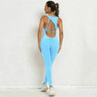 Women's Backless Workout Romper Jumpsuit – Sleeveless Gym Yoga One-Piece V-Back Stretch Sportswear