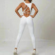 Women's Backless Workout Romper Jumpsuit – Sleeveless Gym Yoga One-Piece V-Back Stretch Sportswear