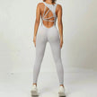 Women's Backless Workout Romper Jumpsuit – Sleeveless Gym Yoga One-Piece V-Back Stretch Sportswear