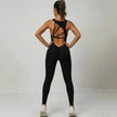 Women's Backless Workout Romper Jumpsuit – Sleeveless Gym Yoga One-Piece V-Back Stretch Sportswear