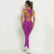 Women's Backless Workout Romper Jumpsuit – Sleeveless Gym Yoga One-Piece V-Back Stretch Sportswear