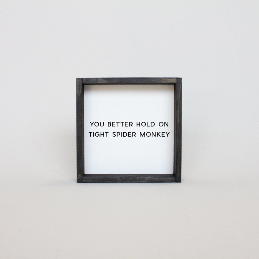 You Better Hold on Tight Spider Monkey Wood Sign