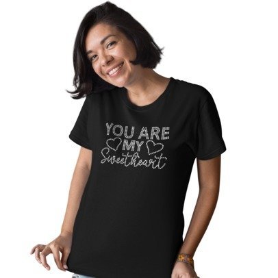 You Are My Sweetheart Rhinestone Shirt – Romantic Heart Sparkle Bling Tee | Bling Dazzel