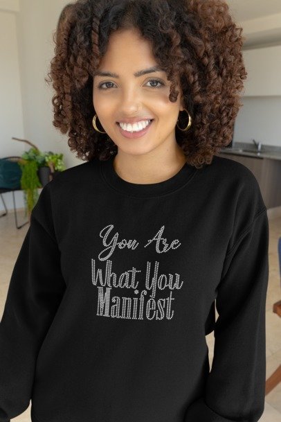You Are What You Manifest Rhinestone Shirt – Manifestation Sparkle Tee | Blingdazzel