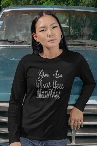 You Are What You Manifest Rhinestone Shirt – Manifestation Sparkle Tee | Blingdazzel