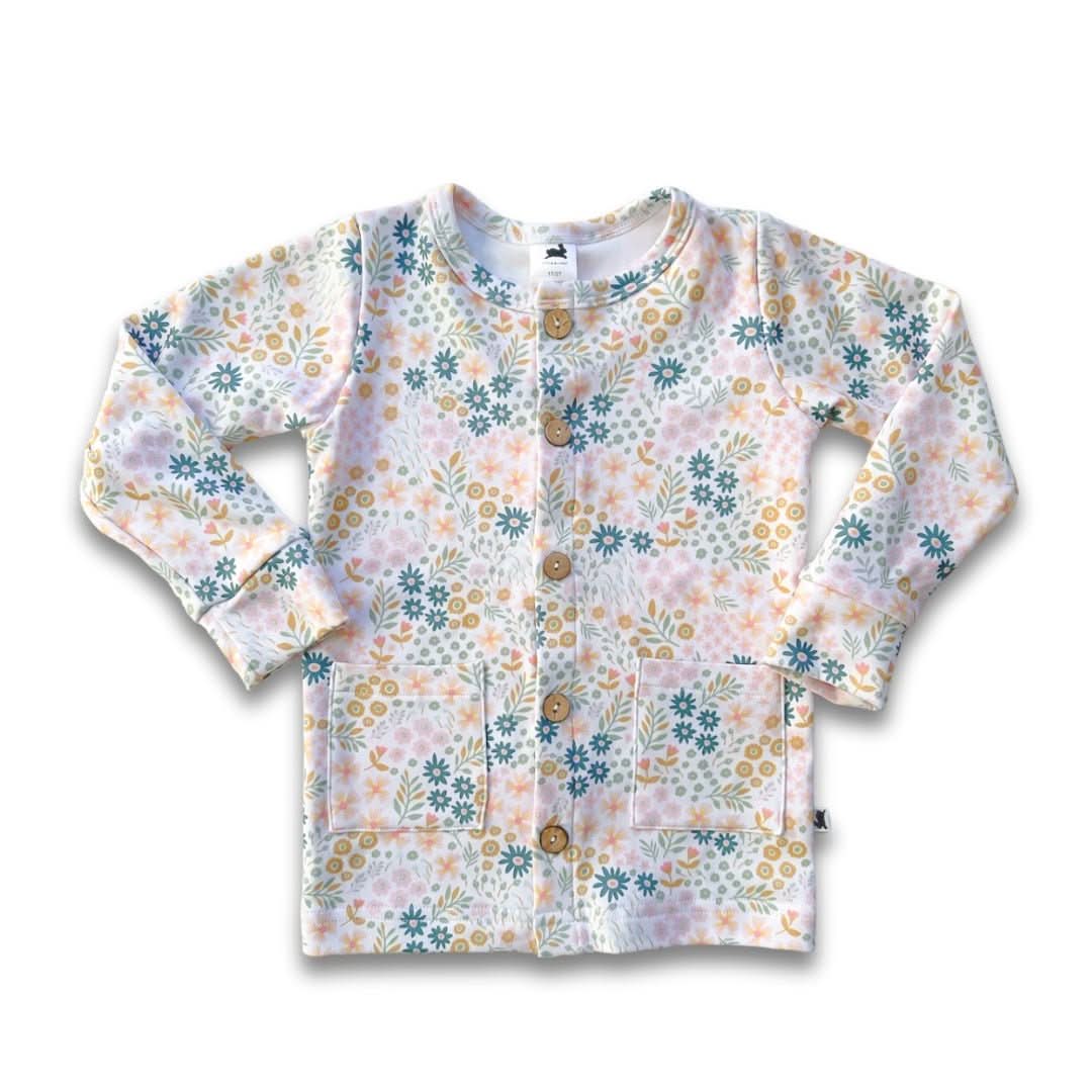 Youth Bamboo Cardigan | Pastel Blooms