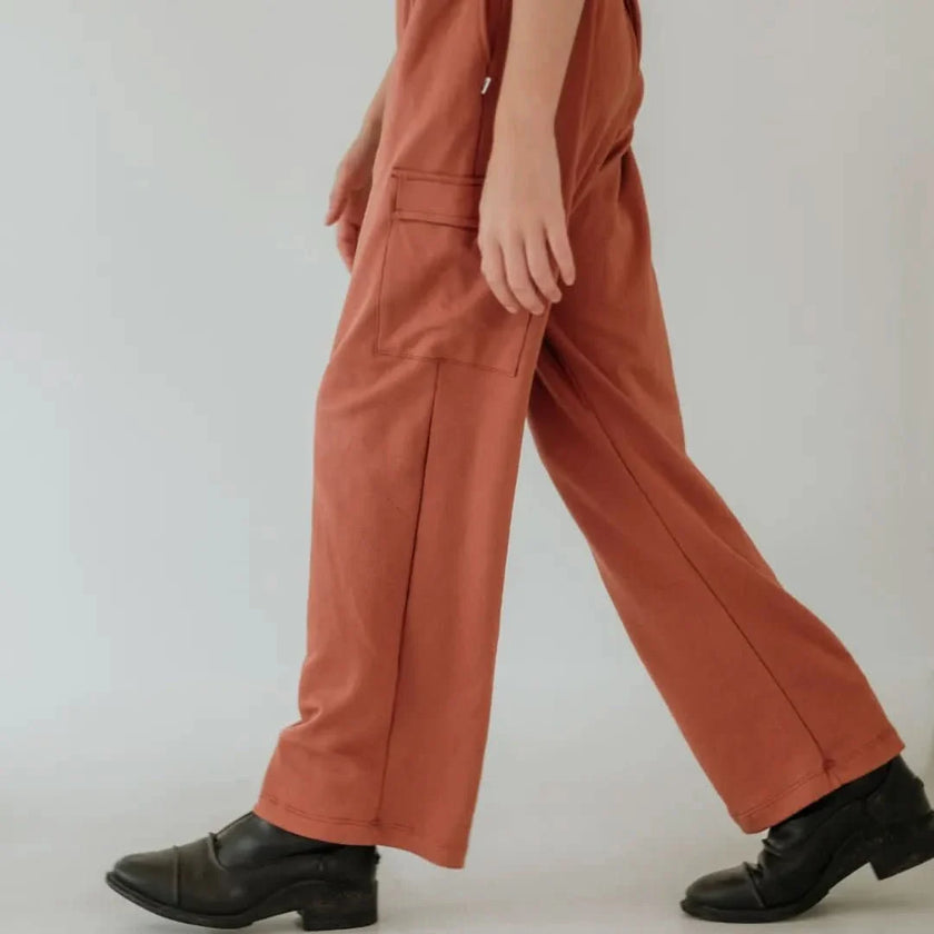 Youth Bamboo Cargo Pants | Burnt Brick