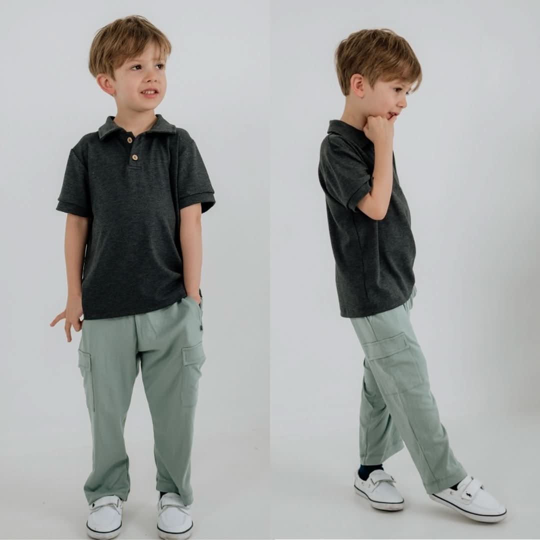 Youth Bamboo Cargo Pants | Smoked Pine