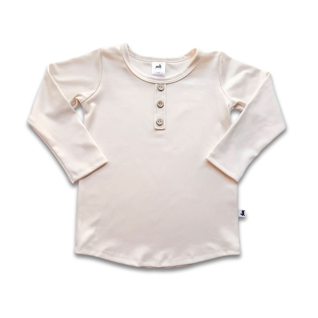 Youth Bamboo Henley Long-Sleeve Shirt | Cream