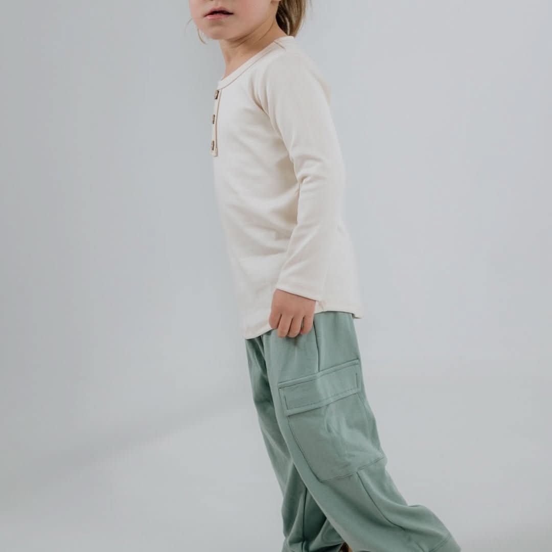 Youth Bamboo Henley Long-Sleeve Shirt | Cream