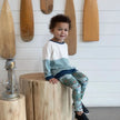 Youth Bamboo Leggings | Orange Smilies