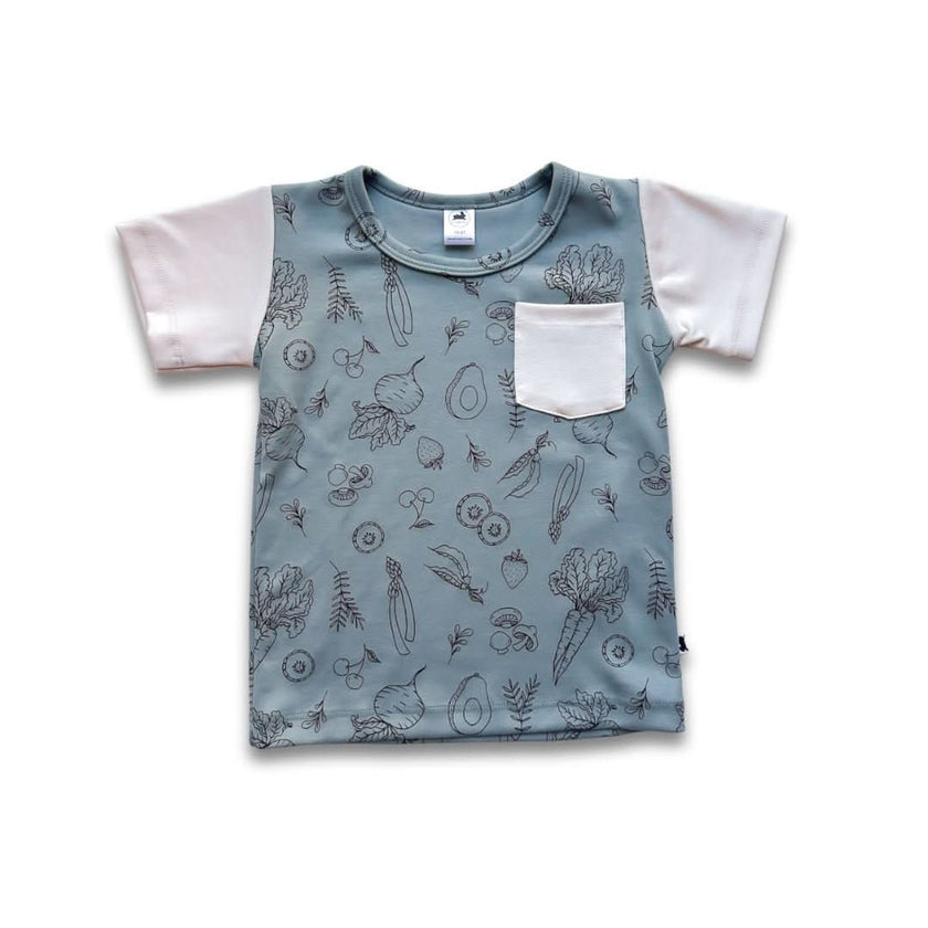 Youth Bamboo Pocket T-Shirt | Market Veggies Cream