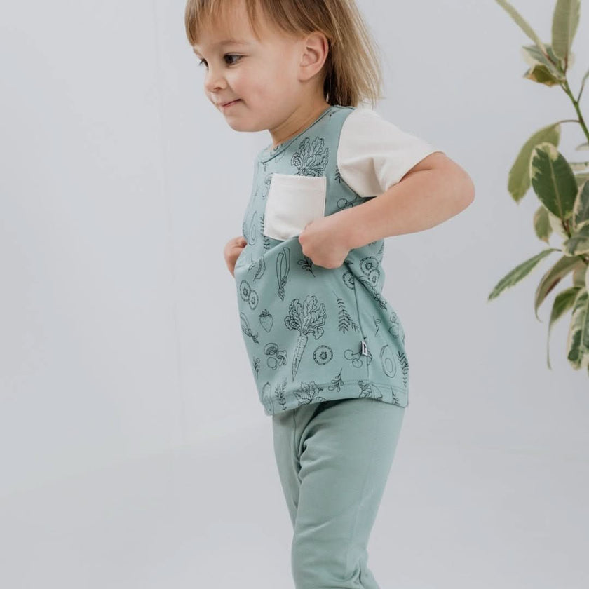Baby/Kids' Bamboo Pocket T-Shirt | Market Veggies Cream