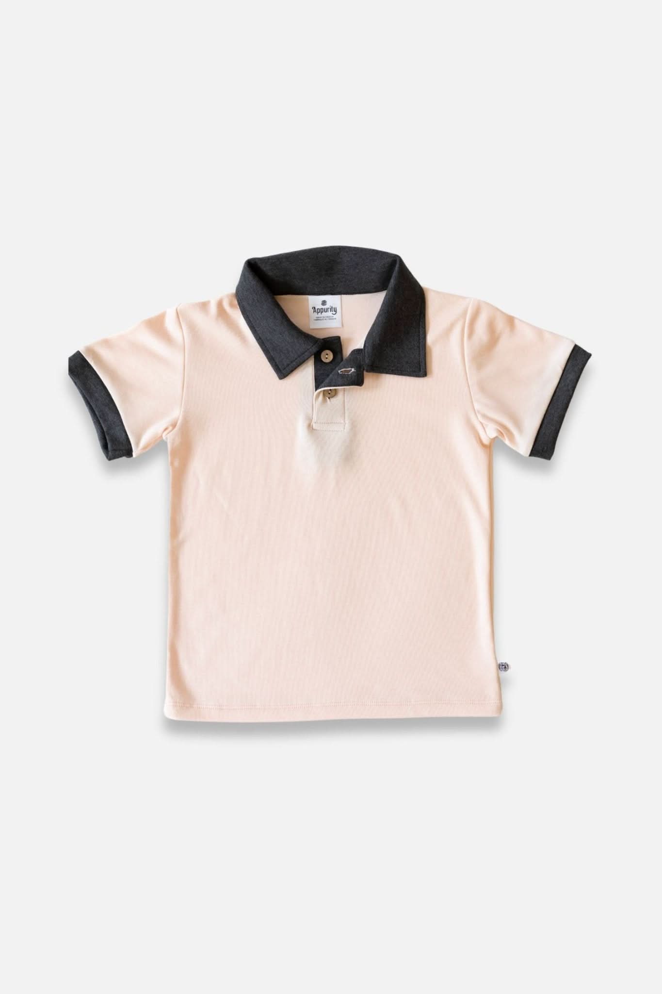 Youth Bamboo Polo Shirt | Blush Charcoal