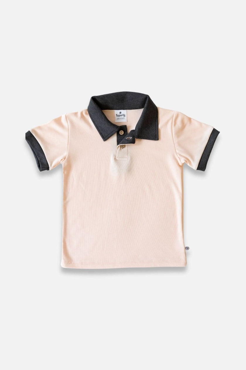 Youth Bamboo Polo Shirt | Blush Charcoal