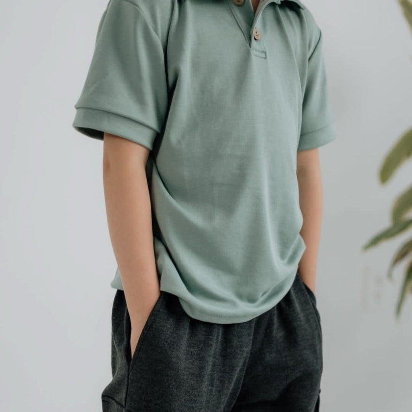 Youth Bamboo Polo Shirt | Blush Charcoal
