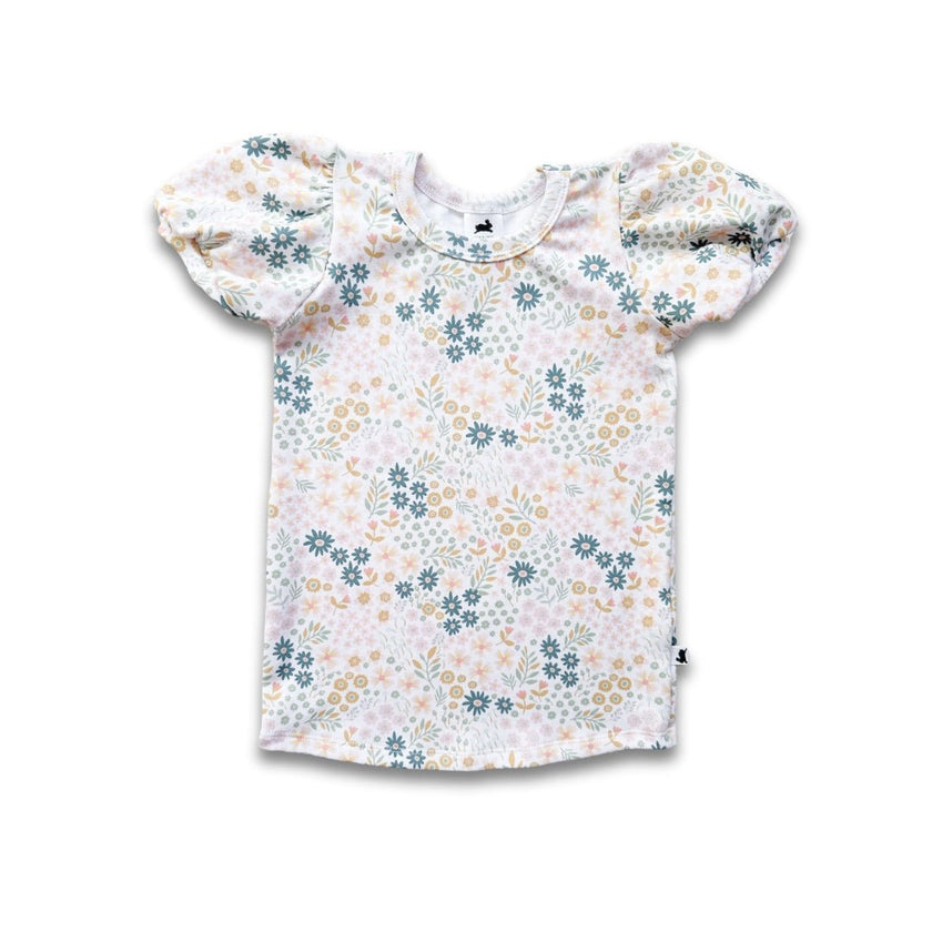 Youth Bamboo Puffed Sleeve T-shirt | Pastel Blooms