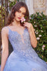 LACE APPLIQUED A-LINE LAYERED TULLE GOWN