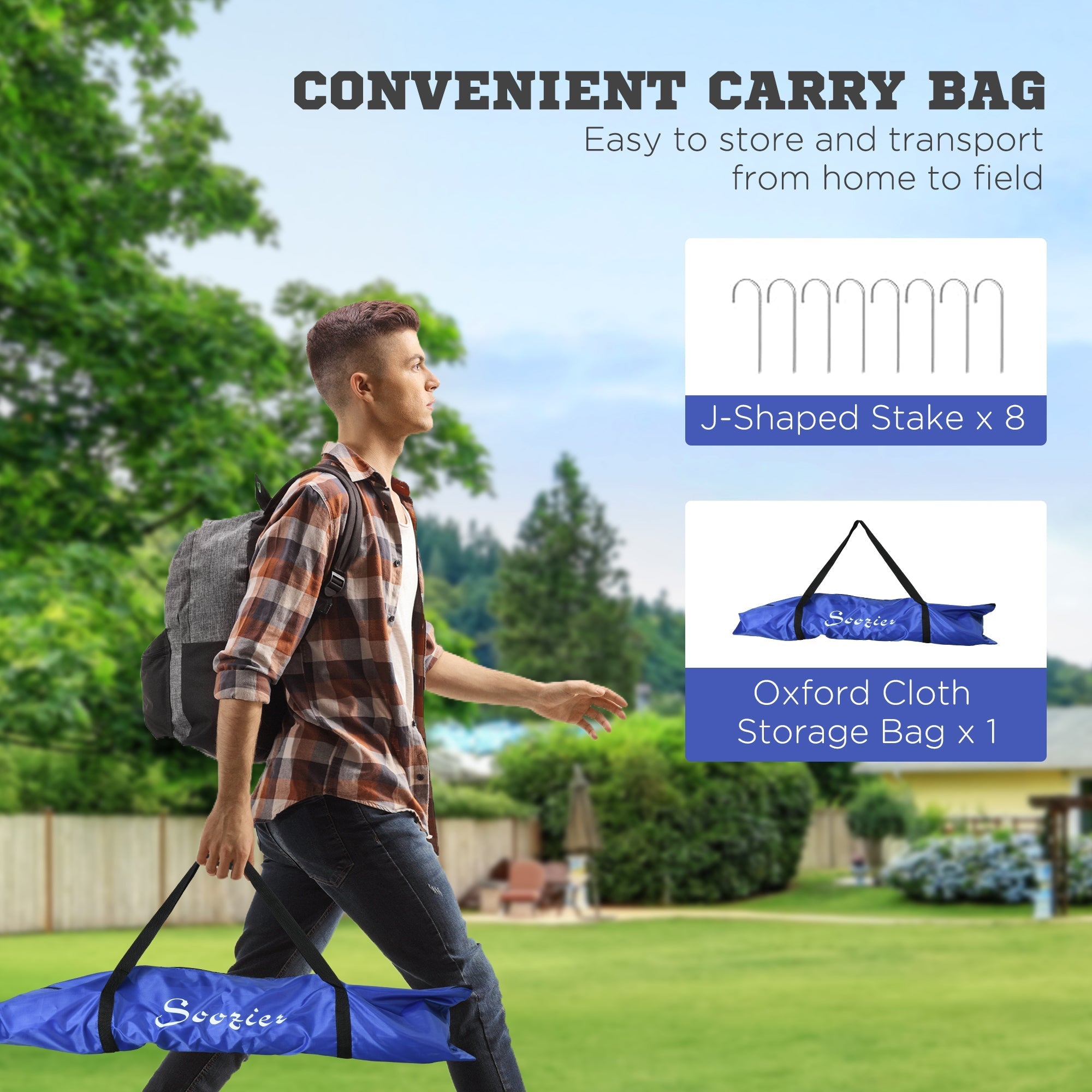Soozier Set of 2 Soccer Nets for Backyard, Portable Soccer Goal for Practice with Carry Bag