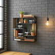 Étagère murale carrée en bois de manguier et acier noir