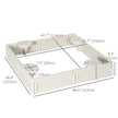 Outsunny Sandbox with Canopy for Kids Outdoor Play Area with Bottom Liner Protective Shade Cream White