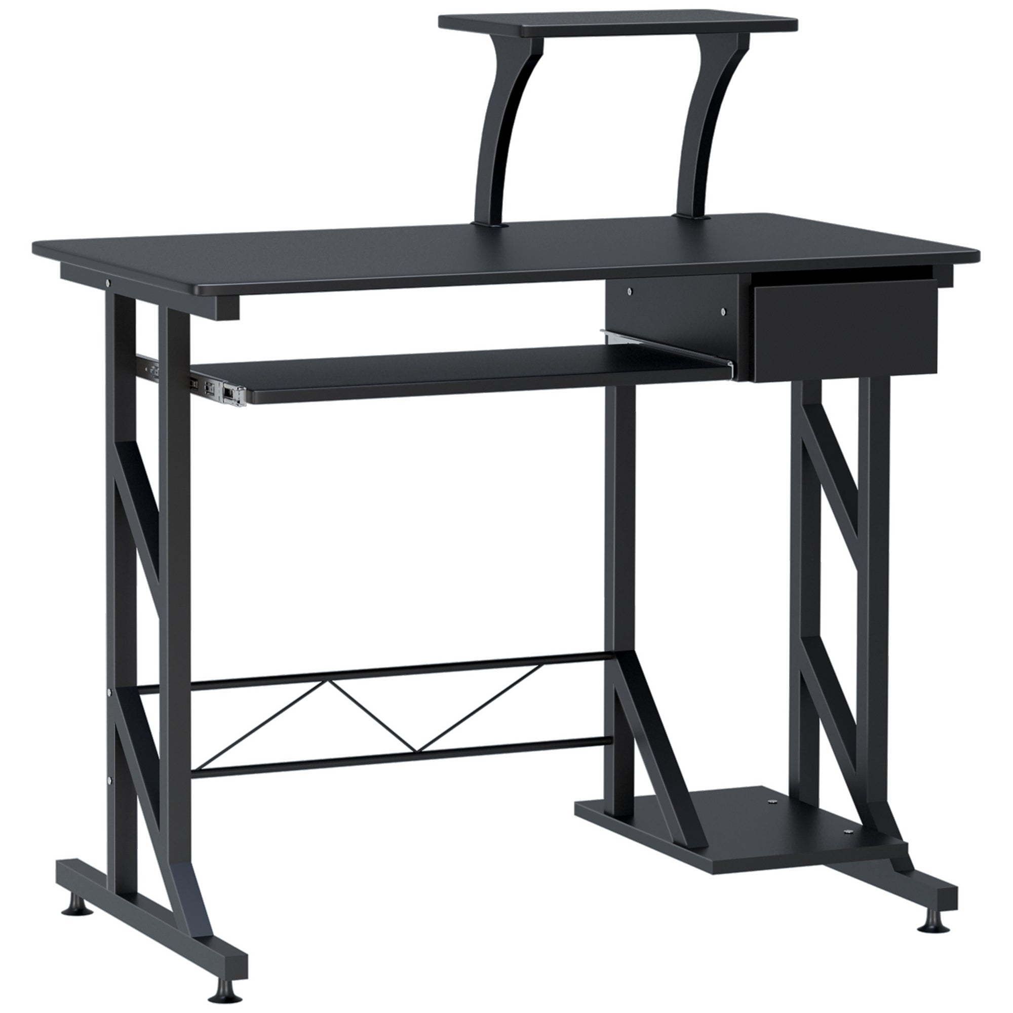 Indy Computer Desk with Keyboard Tray and Drawer-Black