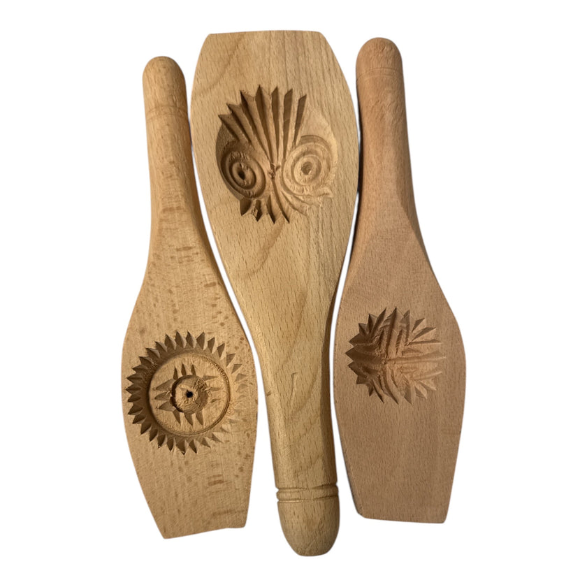 Zaytuna Traditional Hand Carved Wooden Maamoul Cookies  Set of 3 Molds
