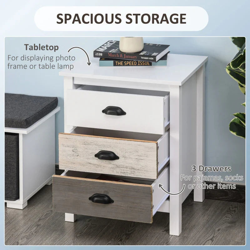 Avery Accent Table Storage Cabinet/Nightstand with 3 Drawers