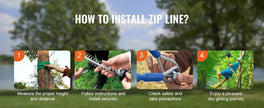 EVOR Zipline Kit for Kids and Adult, 100 ft Zip Line Kits Up to 500 lb, Backyard Outdoor Quick Setup Zipline, Playground Entertainment with Stainless Steel Zipline, Spring Brake, Safety Harness, Seat