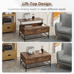 Reese Lift Top Coffee Table with Hidden Storage Compartment-Rustic Brown