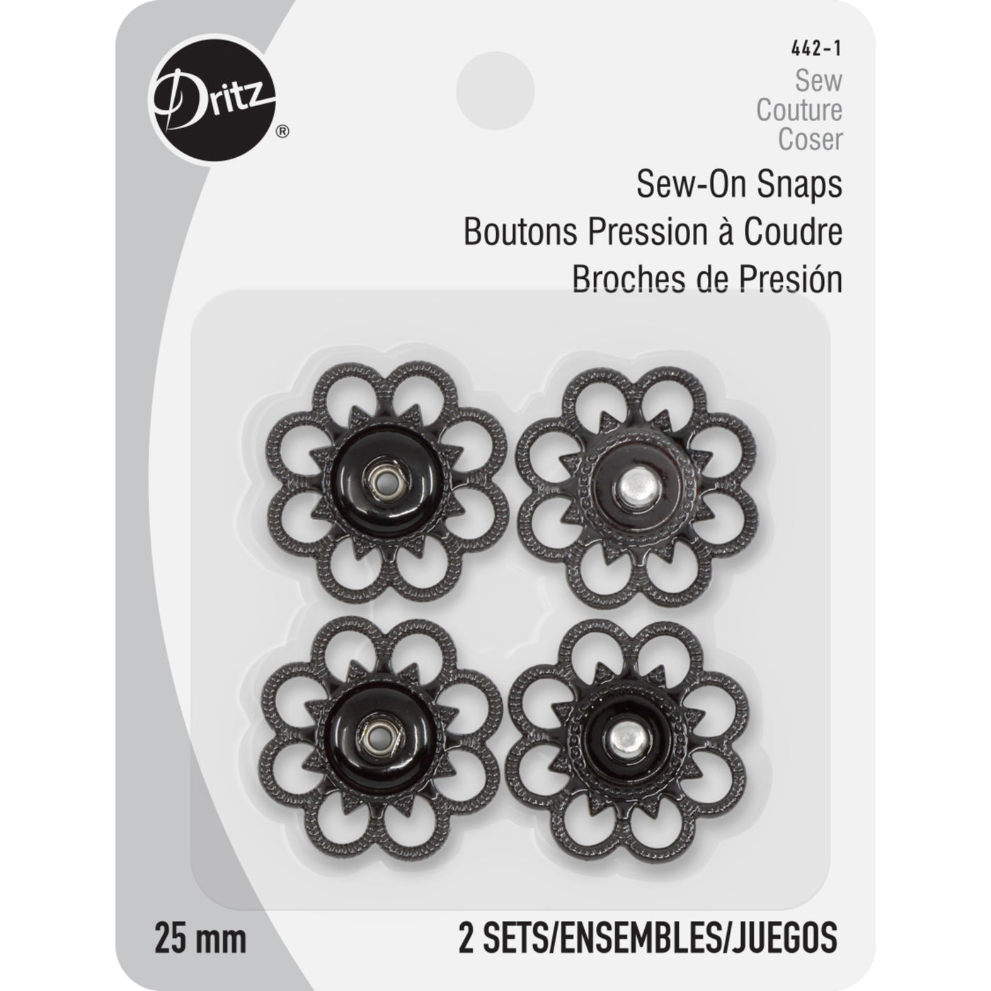 Snap Sew-On with Flower Design (25mm)