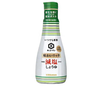 Kikkoman Always Fresh Rich Taste Reduced Salt Soy Sauce 200ml x 6 bottles 