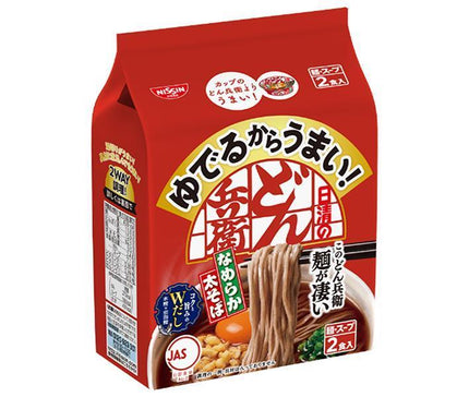 日清食品 ゆでるからうまい！ 日清のどん兵衛 なめらか太そば 2食パック×9袋入