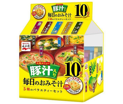 Nagatanien Daily Miso Soup with Pork Soup 5-Type Variety Set 10 Bags 62g x 4 Bags 