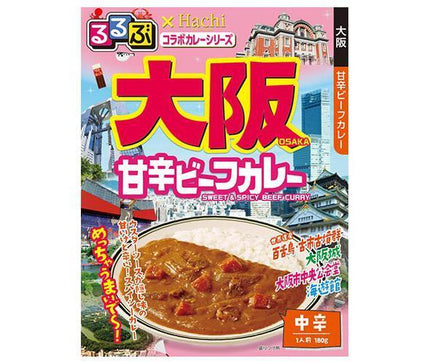 [11/25~ 10% off all products!!] Hachi Foods Rurubu x Hachi Collaboration Series Osaka Sweet and Spicy Beef Curry, Medium Spicy, 180g x 20 pieces