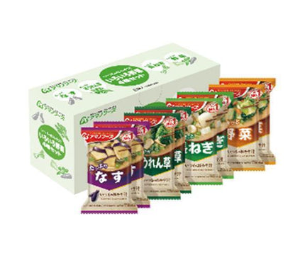 Amano Foods Soupe Miso Usuelle Lyophilisée 4 Types de Légumes Divers Ensemble B 8 Repas x 3 Boîtes 