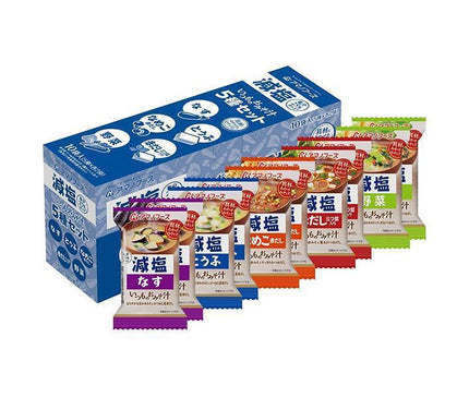 Amano Foods Soupe miso régulière lyophilisée à faible teneur en sel 5 types ensemble C 10 portions x 3 boîtes 