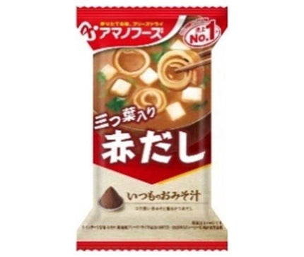 Amano Foods Soupe Miso habituelle lyophilisée Red Dashi (avec Mitsuba) 10 portions x 6 boîtes 