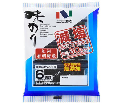 Niconico Nori, Ariake Sea Reduced Salt Flavored Nori, 6 bundles, 6 bags (12 cuts x 5 sheets) x 10 bags 