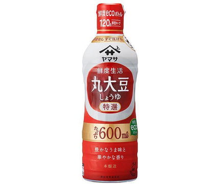 ヤマサ醤油 鮮度生活 特選丸大豆しょうゆ 600mlペットボトル×12本入【日本出荷】