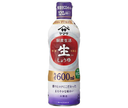 Yamasa Soy Sauce Fresh Life Special Raw Soy Sauce 600ml PET Bottle x 12 Bottles 