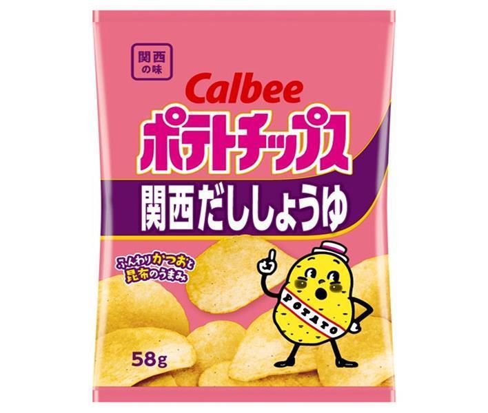 Calbee Potato Chips Kansai Dashi Soy Sauce 58g x 12 bags 