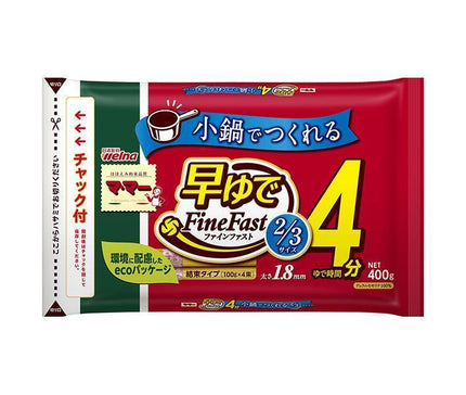 Nissin Wellna Ma Ma Quick Boiled Spaghetti FineFast 2/3 Size 1.8mm Zippered Type 400g x 12 Bags 