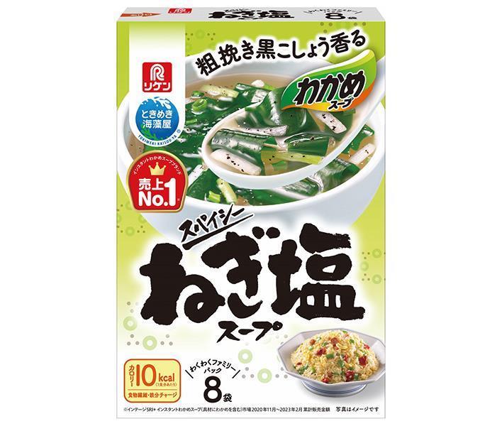 Riken Vitamin Wakame Soup Spicy Green Onion Salt Soup WakuWaku Family Pack 8 bags (4.3g x 8 bags) x 6 boxes 