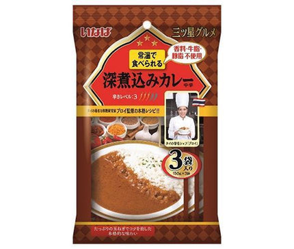 Inaba Foods Three Star Gourmet Deep Stew Curry Moyen Épicé (150 g x 3 sachets) x 12 sachets 